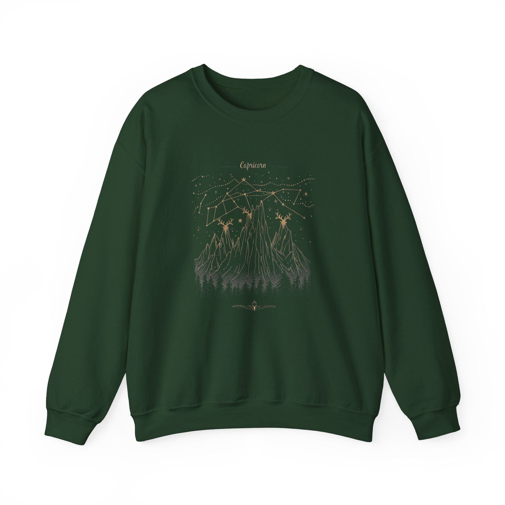 Sweatshirt S / Forest Green Capricorn Celestial Summit Sweater: Stellar Ascent