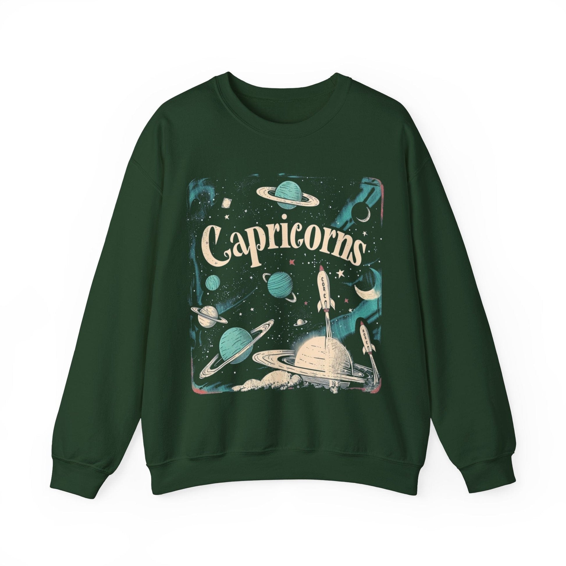 Sweatshirt S / Forest Green Capricorn Cosmic Explorer Sweater: Navigate the Stars