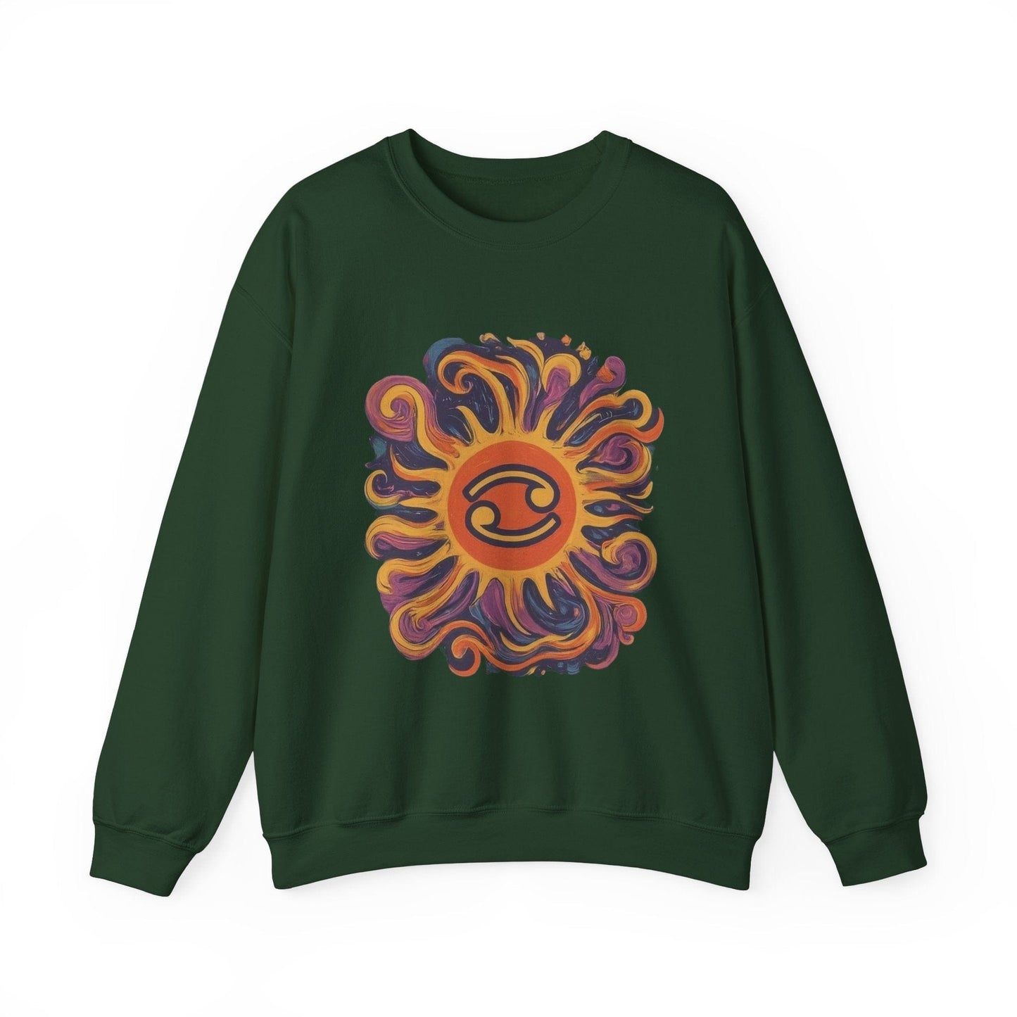 Sweatshirt S / Forest Green Cosmic Cancer Sweater: Groovy 60s Vibes