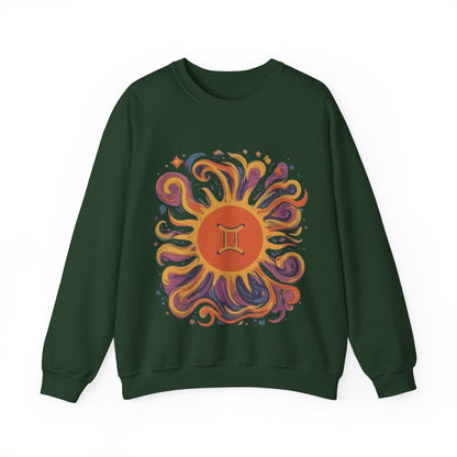 Sweatshirt S / Forest Green Gemini Radiant Sun Soft Sweater: Dual Shine for the Twin Sign