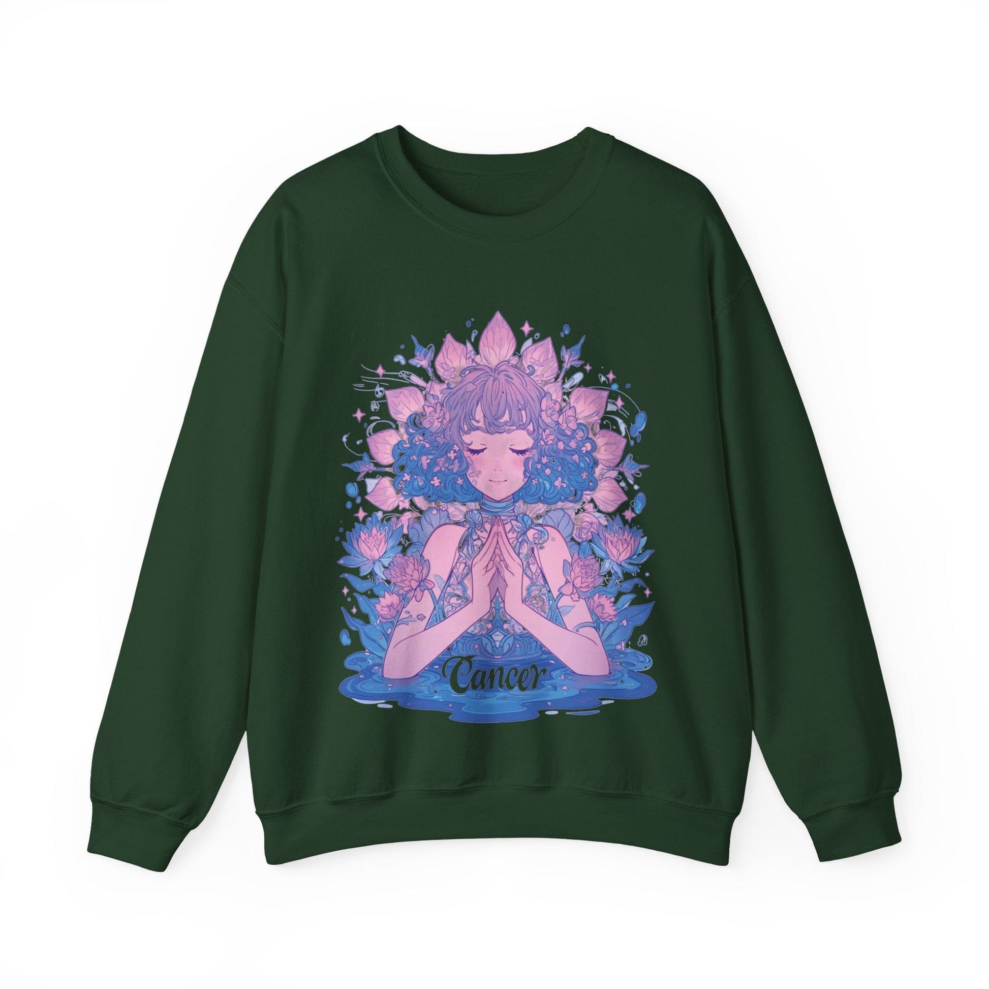 Sweatshirt S / Forest Green Lunar Bloom Cancer Sweater: Embrace Tranquility