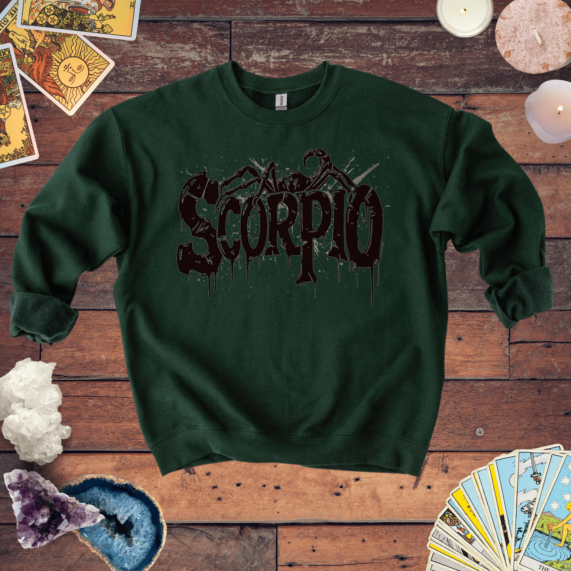 Sweatshirt S / Forest Green Sting of Mystery Scorpio Sweater: Embrace the Darkness