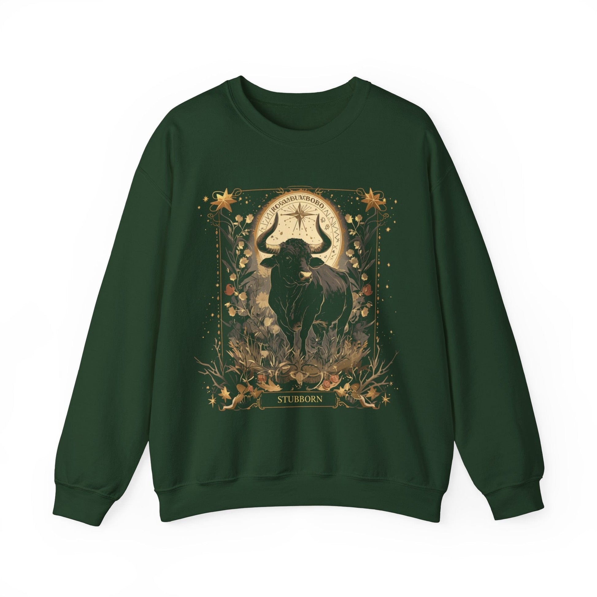 Sweatshirt S / Forest Green Taurus Astrology: The Stoic Guardian Bull Sweater