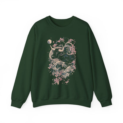 Sweatshirt S / Forest Green Taurus Blossom Embrace Sweater: Serenity in Bloom