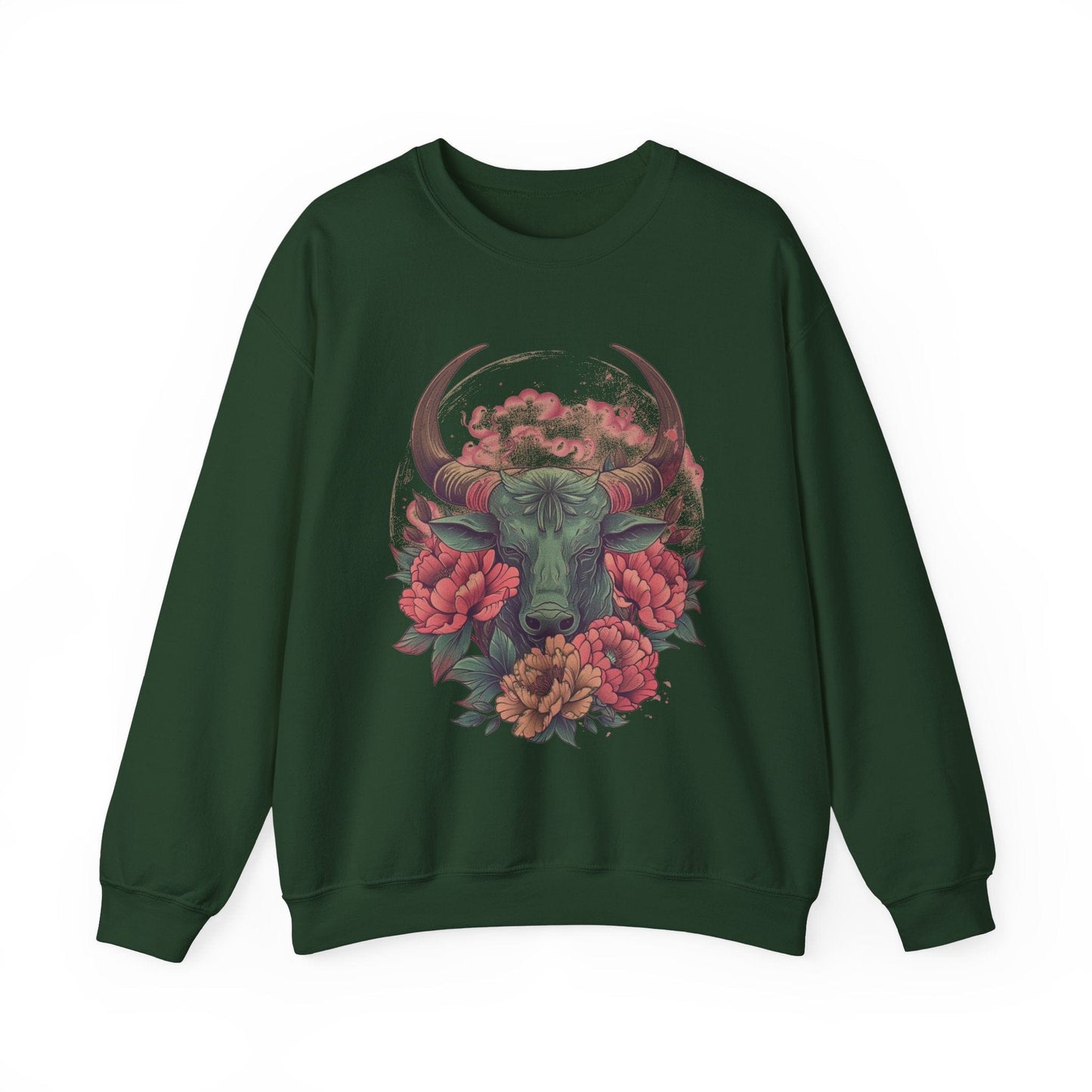 Sweatshirt S / Forest Green Taurus Floral Majesty Sweater