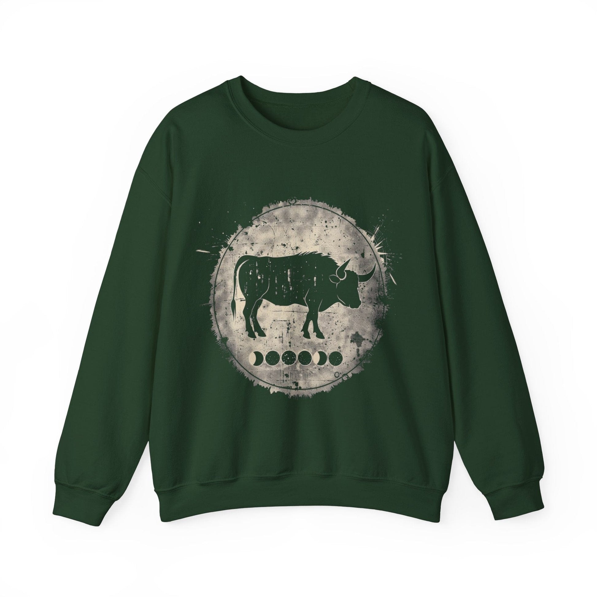 Sweatshirt S / Forest Green Taurus Lunar Phase Sweater