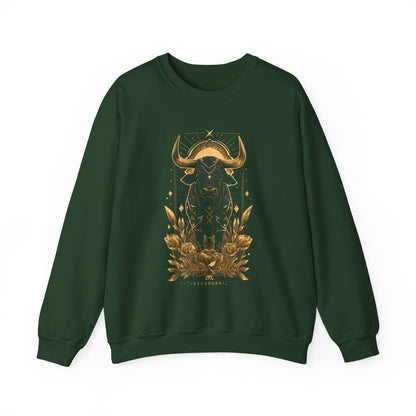 Sweatshirt S / Forest Green Taurus the Guardian: Astrological Bull Power Sweater