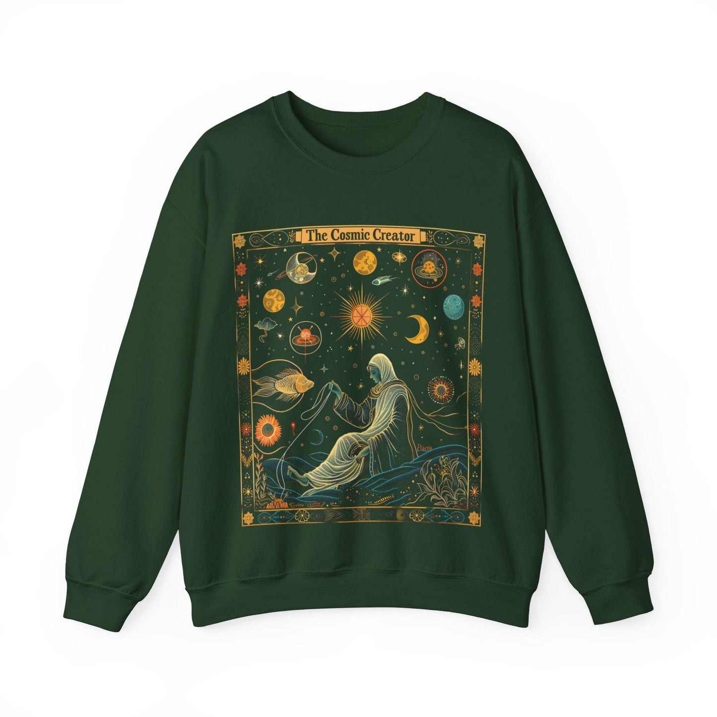 Sweatshirt S / Forest Green The Cosmic Creator Soft Pisces Sweater