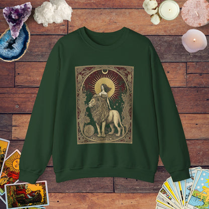 Sweatshirt S / Forest Green The Lion's Strength Tarot Leo Soft Crewneck Sweatshirt