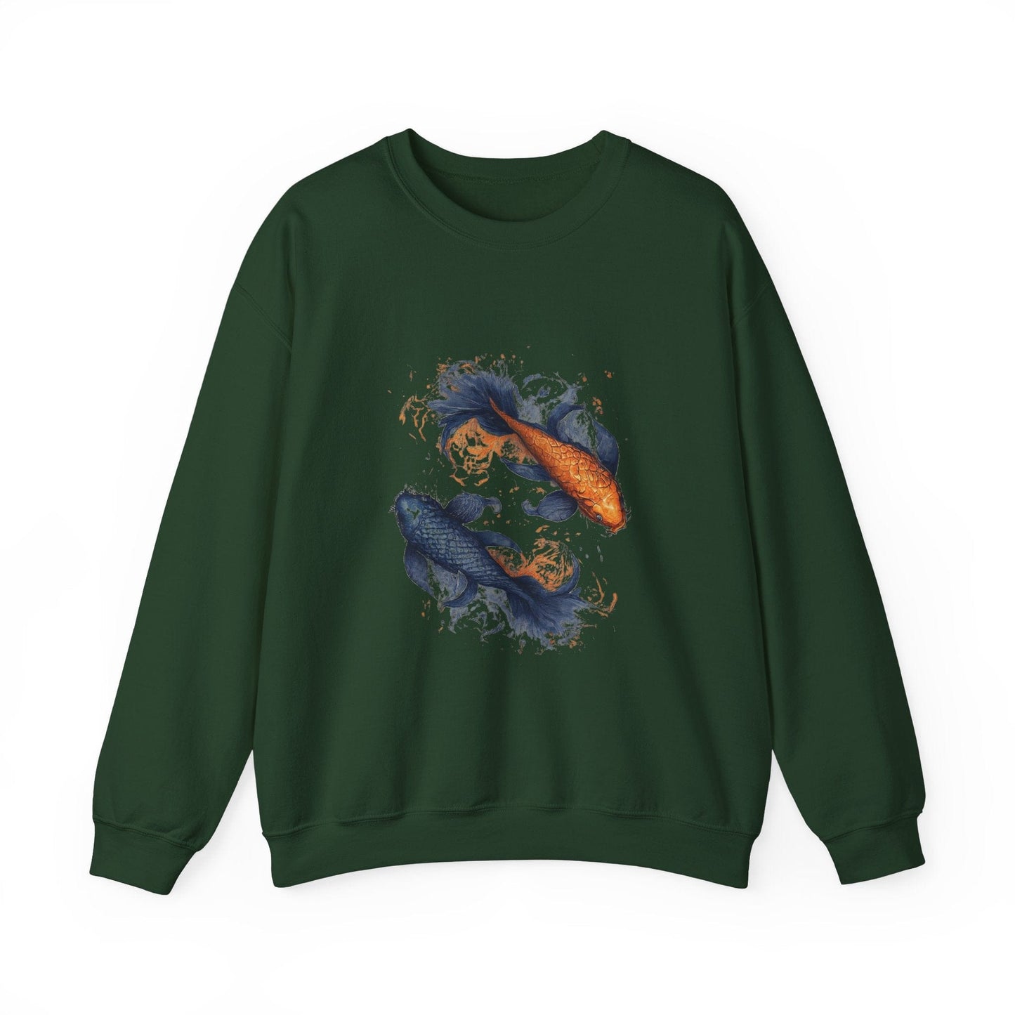 Sweatshirt S / Forest Green Traditional Pisces Koi Soft Sweater