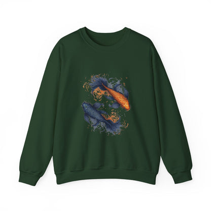 Sweatshirt S / Forest Green Traditional Pisces Koi Soft Sweater