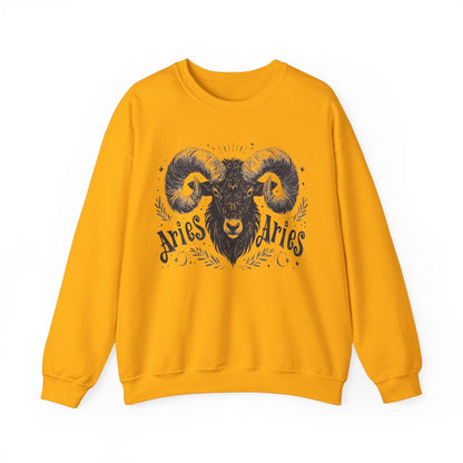 Sweatshirt S / Gold Cosmic Ram Aries Soft Sweater: Embrace Your Fire