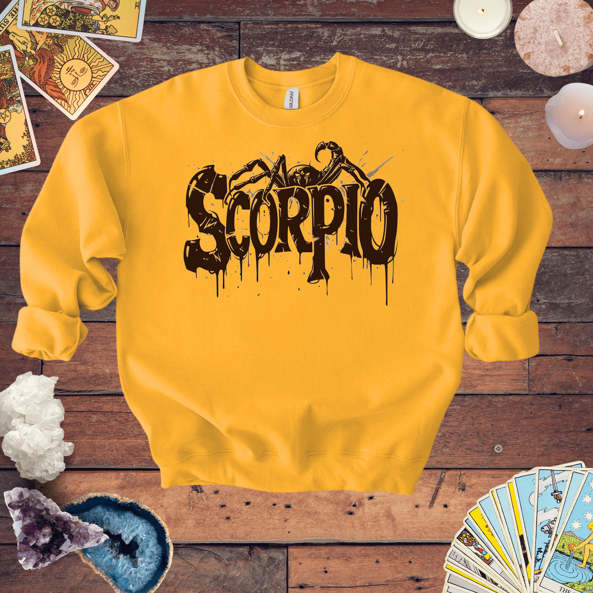 Sweatshirt S / Gold Sting of Mystery Scorpio Sweater: Embrace the Darkness