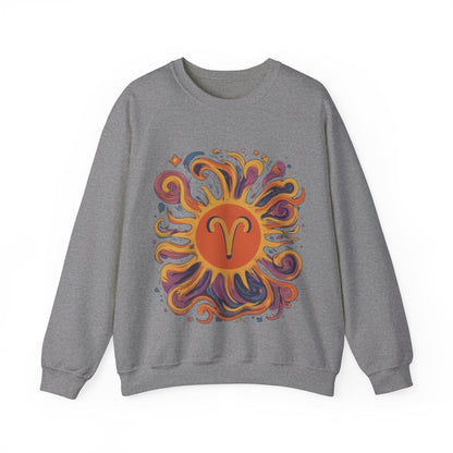Sweatshirt S / Graphite Heather Aries Energetic Swirl Soft Sweater: Ignite Your Cozy Side