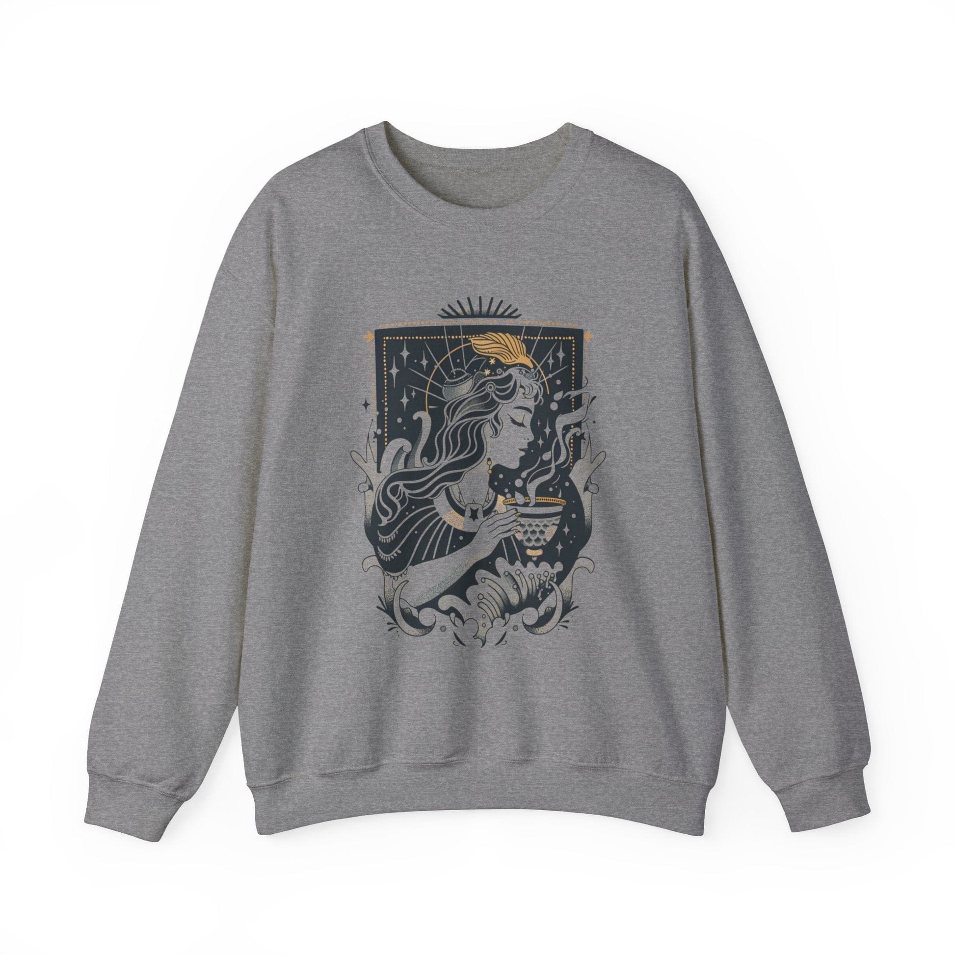 Sweatshirt S / Graphite Heather Stellar Stream Aquarius Sweater: Embrace the Cosmic Tide