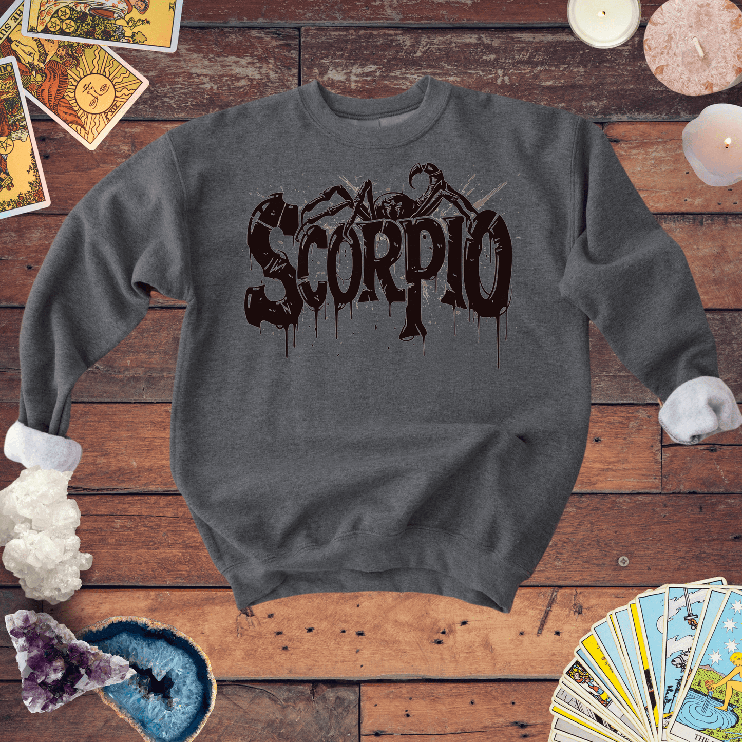 Sweatshirt S / Graphite Heather Sting of Mystery Scorpio Sweater: Embrace the Darkness