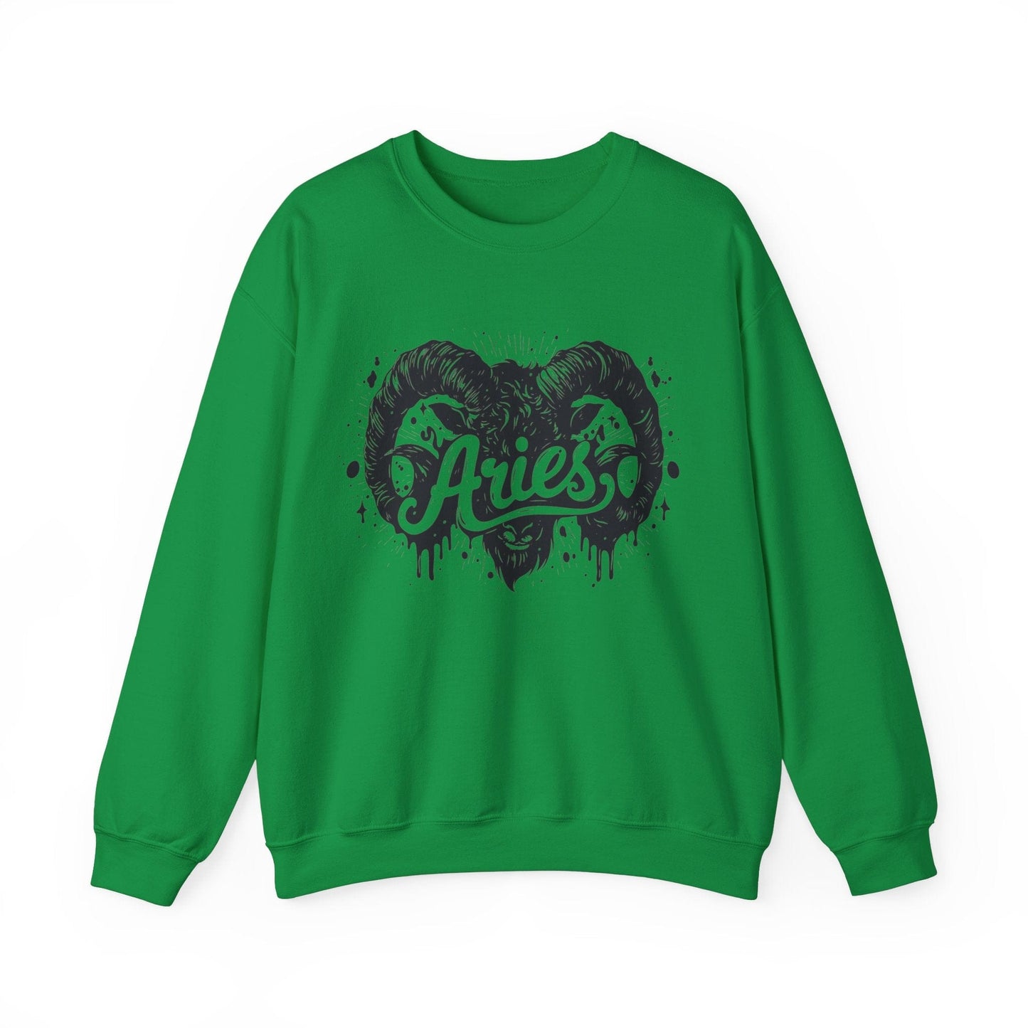 Sweatshirt S / Irish Green Aries Bold Ram Crewneck – A Statement of Zodiac Pride & Coziness | Gildan 18000