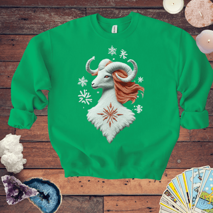 Sweatshirt S / Irish Green Aries Ugly Holiday Sweater: The Frosty Fire Ram Edition