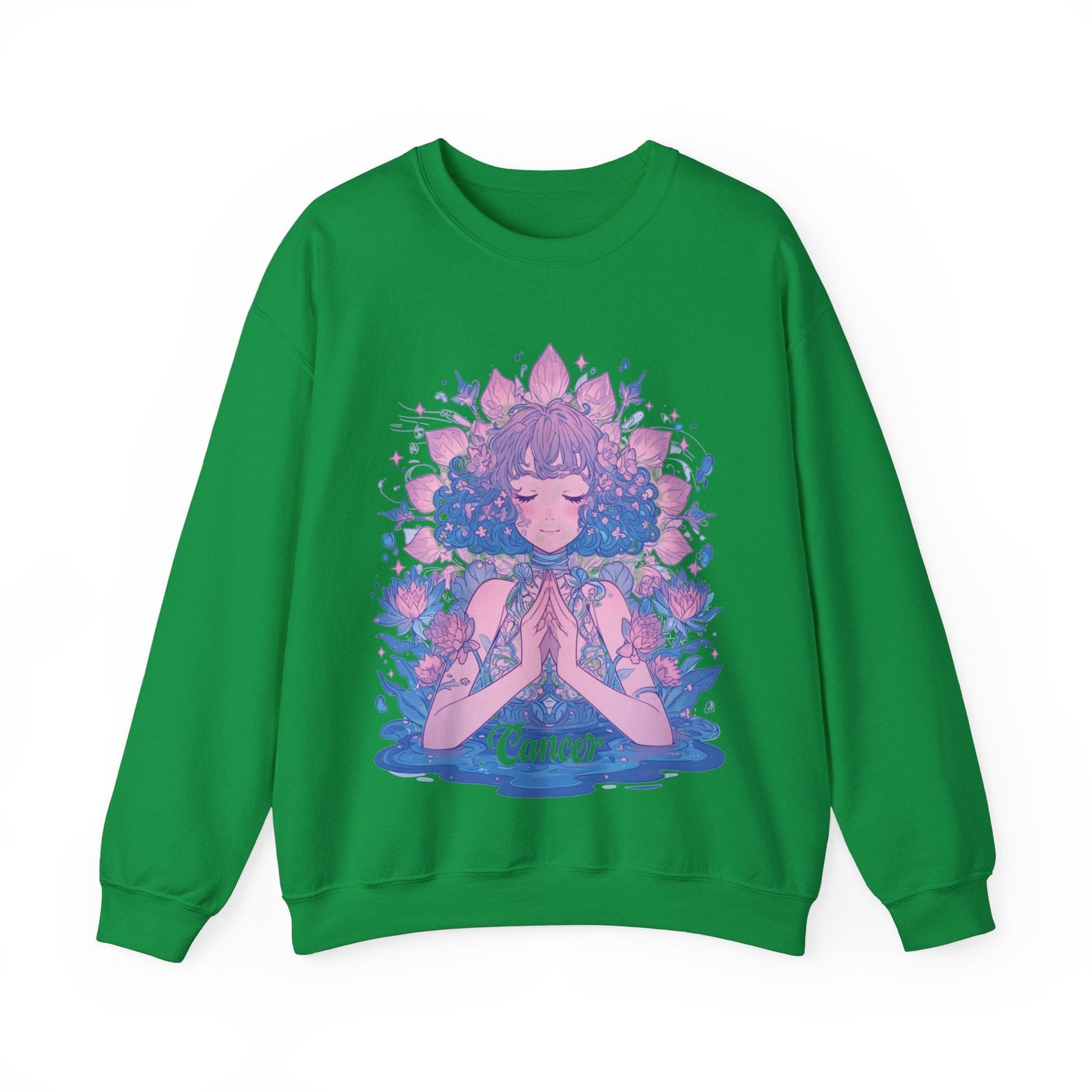 Sweatshirt S / Irish Green Lunar Bloom Cancer Sweater: Embrace Tranquility