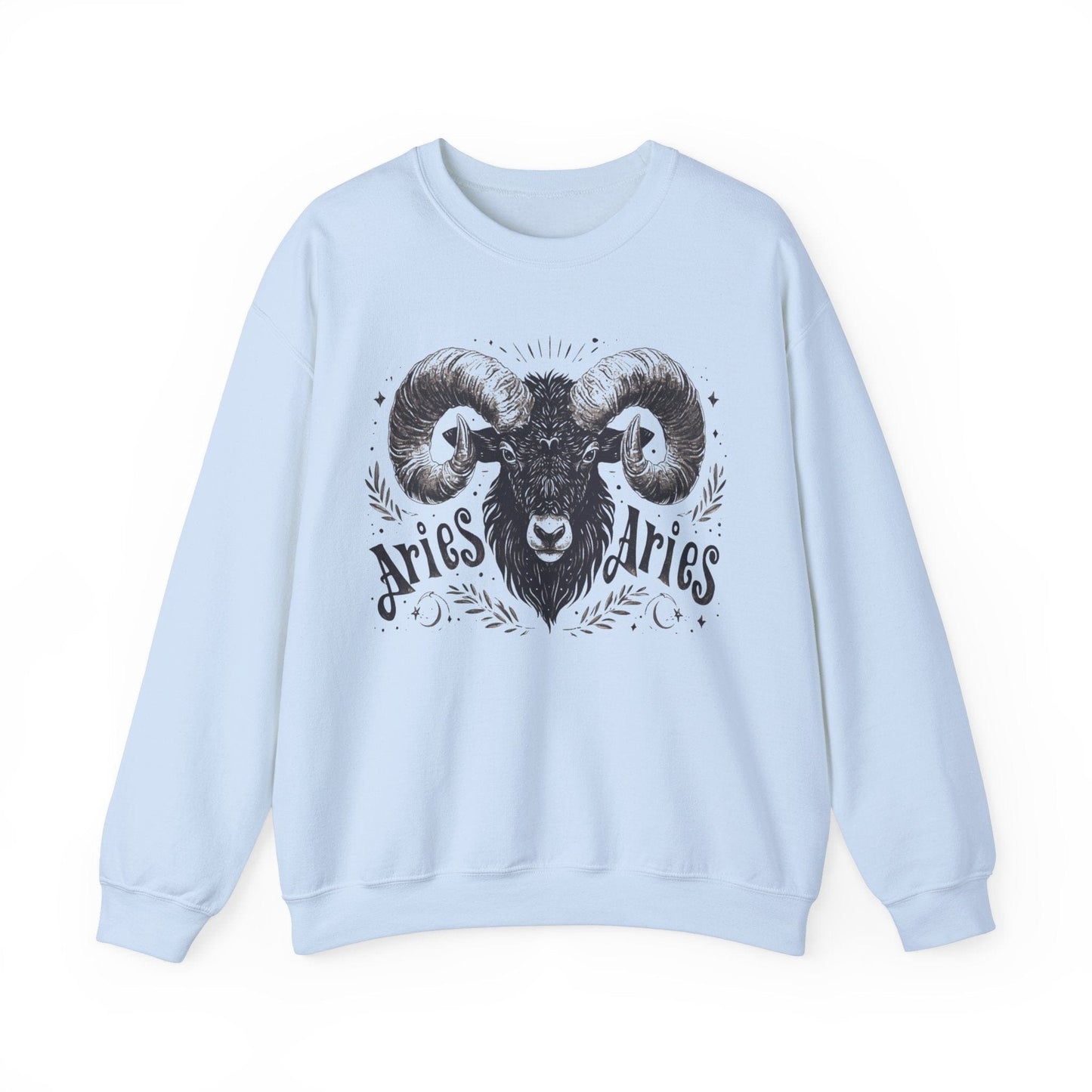 Sweatshirt S / Light Blue Cosmic Ram Aries Soft Sweater: Embrace Your Fire