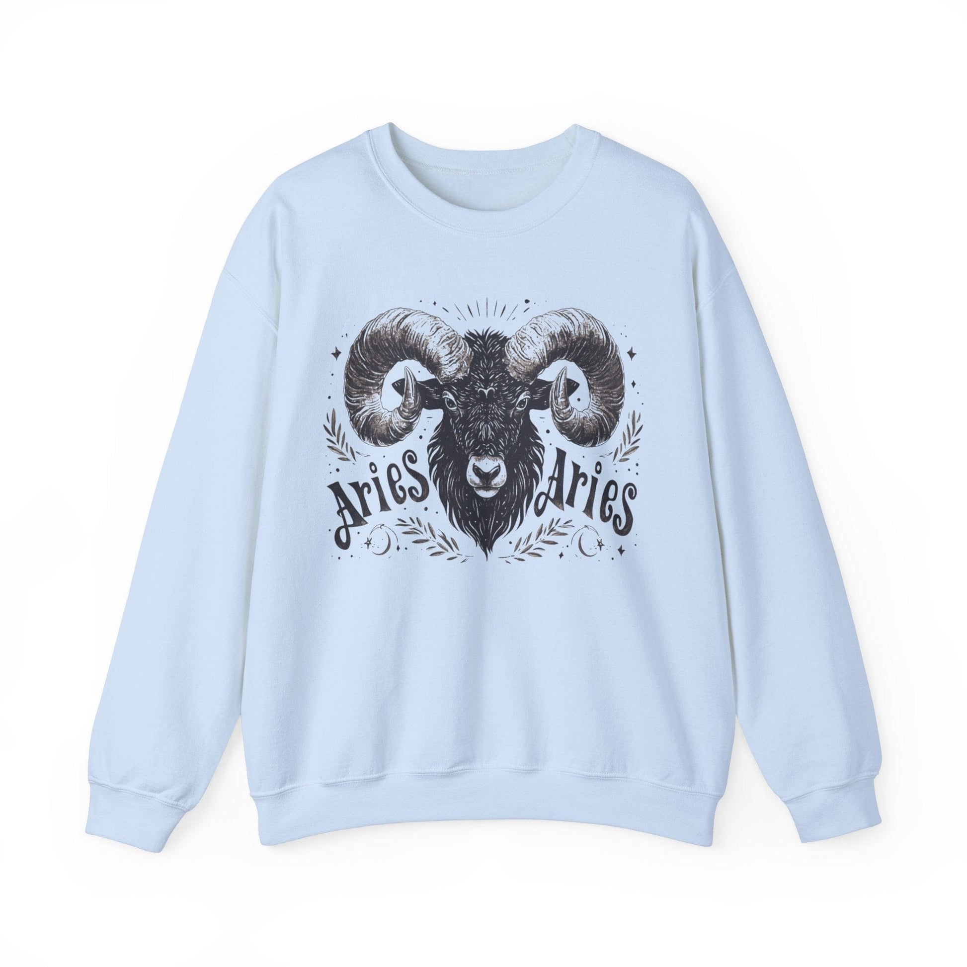 Sweatshirt S / Light Blue Cosmic Ram Aries Soft Sweater: Embrace Your Fire