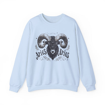 Sweatshirt S / Light Blue Cosmic Ram Aries Soft Sweater: Embrace Your Fire