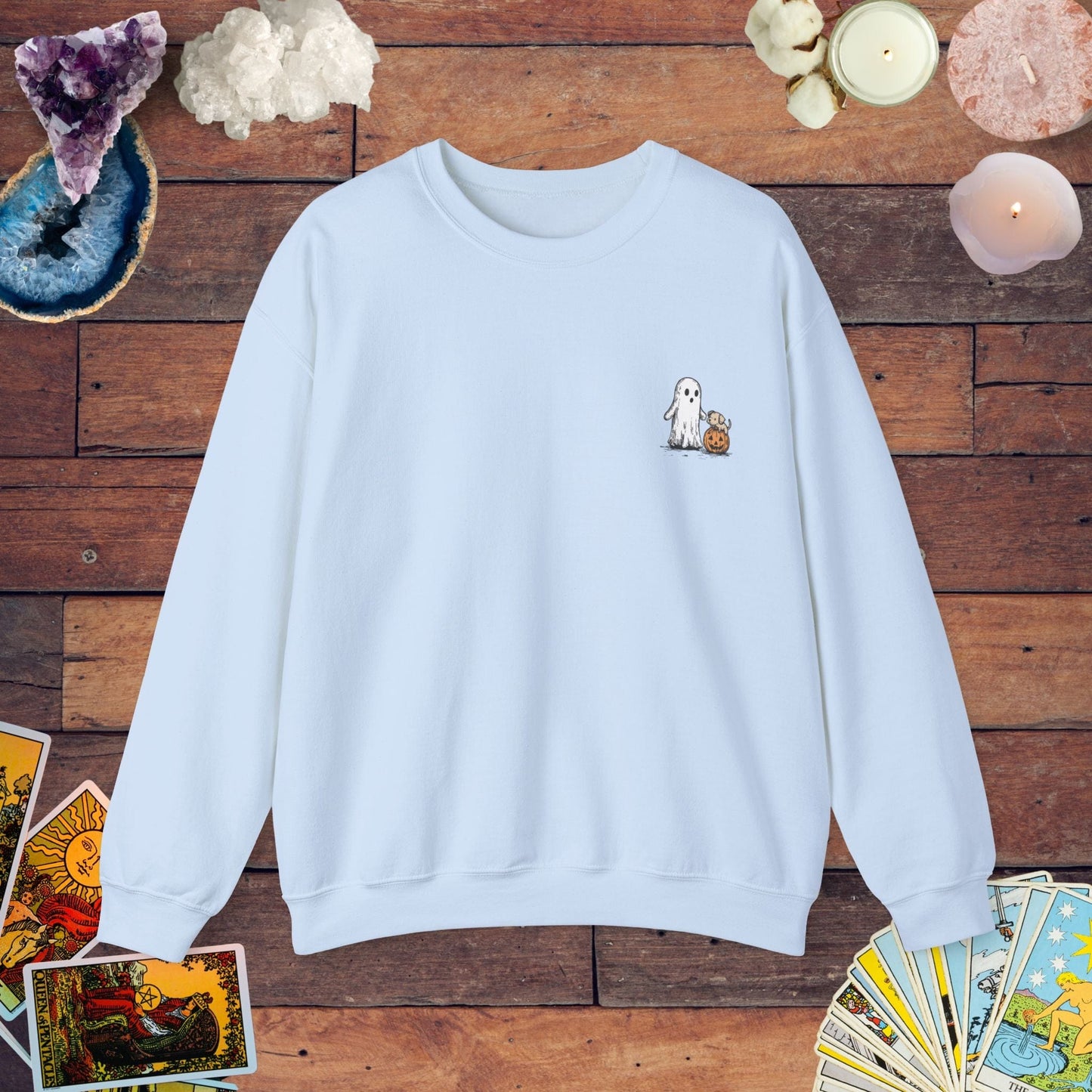 Sweatshirt S / Light Blue Ghost & Dog Walk Sweater - Halloween Limited Edition Sweater