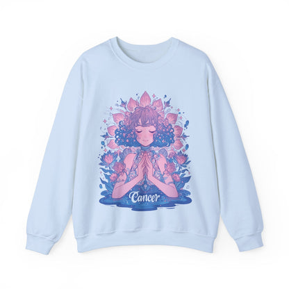 Sweatshirt S / Light Blue Lunar Bloom Cancer Sweater: Embrace Tranquility