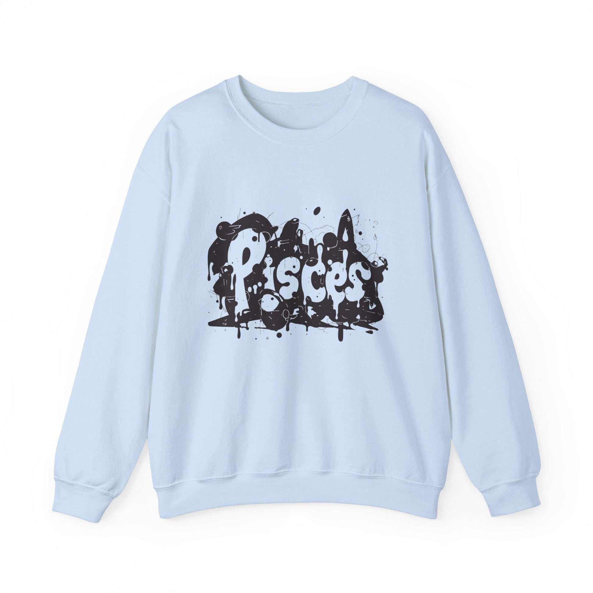 Sweatshirt S / Light Blue Piscean Inkflow Pisces Sweater: Serene Depths