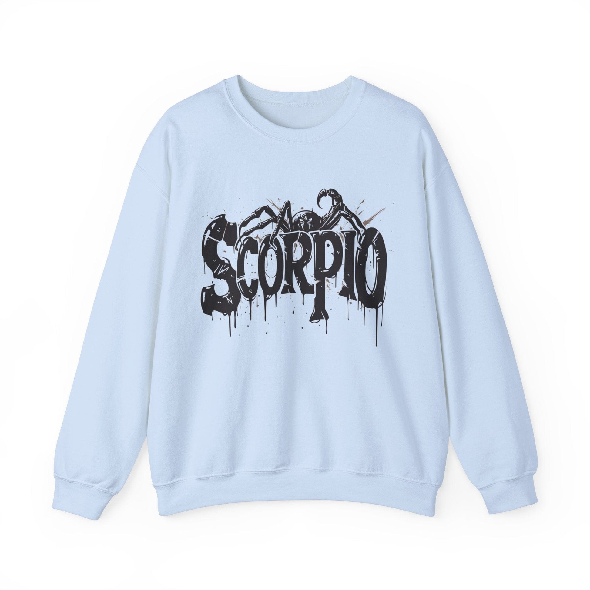 Sweatshirt S / Light Blue Sting of Mystery Scorpio Sweater: Embrace the Darkness