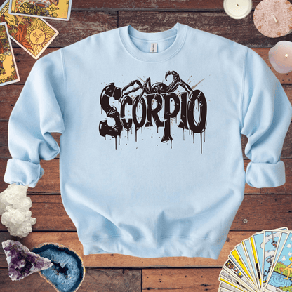 Sweatshirt S / Light Blue Sting of Mystery Scorpio Sweater: Embrace the Darkness