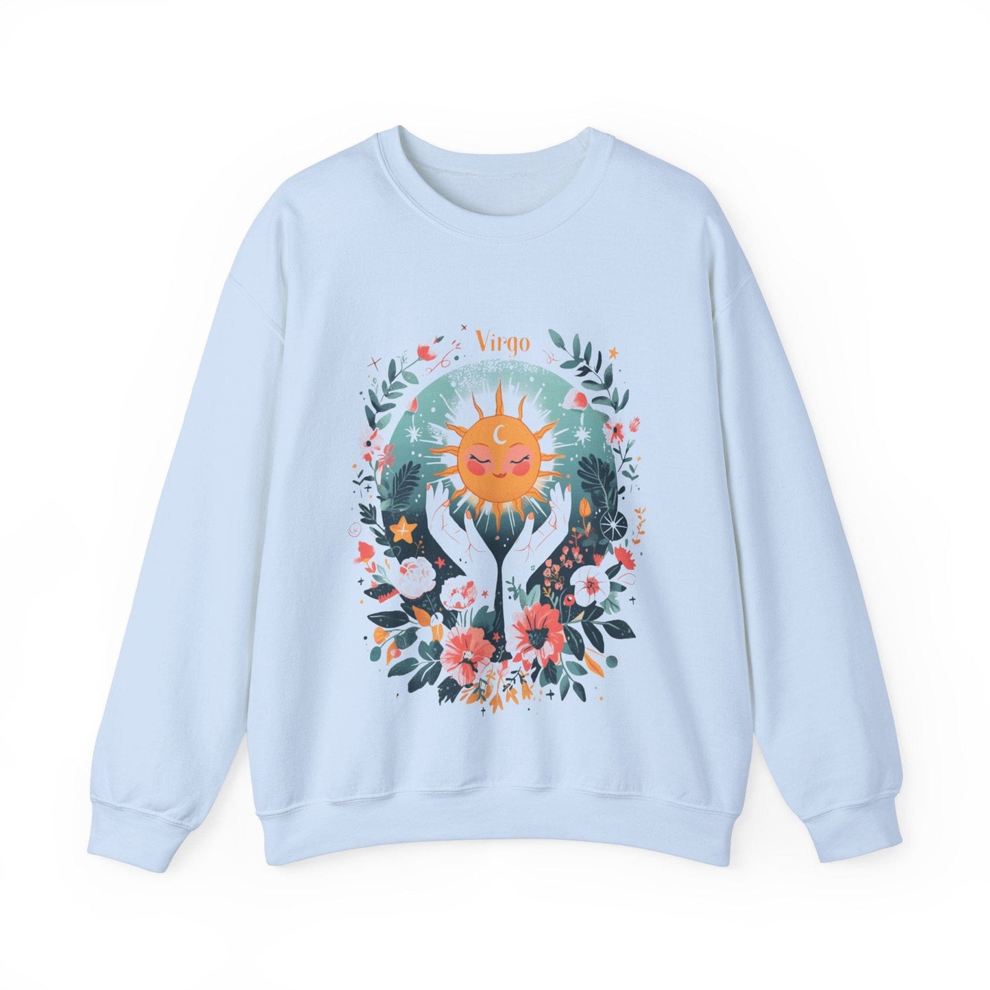 Sweatshirt S / Light Blue Sunlit Maiden Virgo Sweater: Lush Serenity