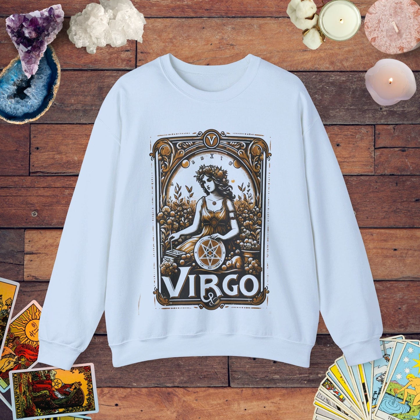 Sweatshirt S / Light Blue Virgo Maiden of Pentacles Extra Soft Sweater: Meticulous Comfort