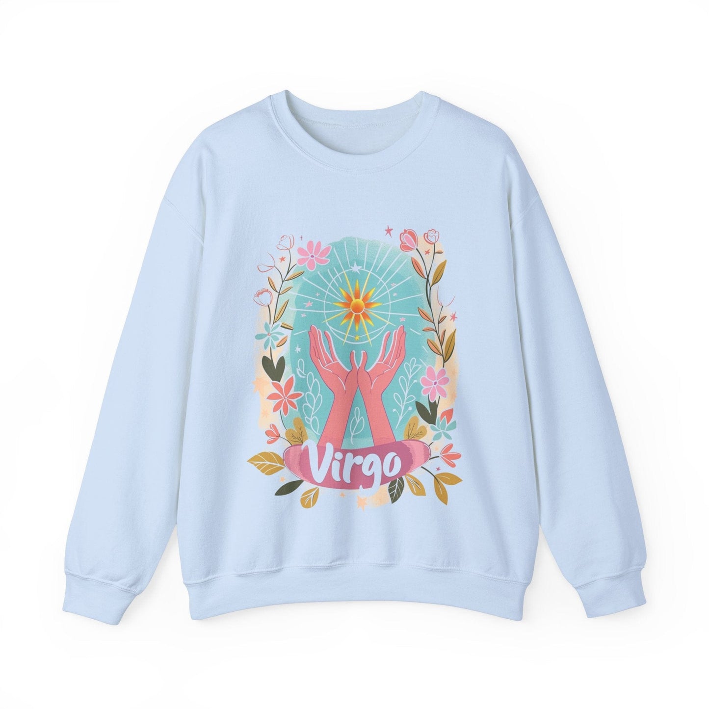 Sweatshirt S / Light Blue Virgo's Bloom Soft Sweater: Embrace Your Inner Garden