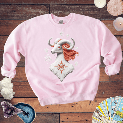 Sweatshirt S / Light Pink Aries Ugly Holiday Sweater: The Frosty Fire Ram Edition