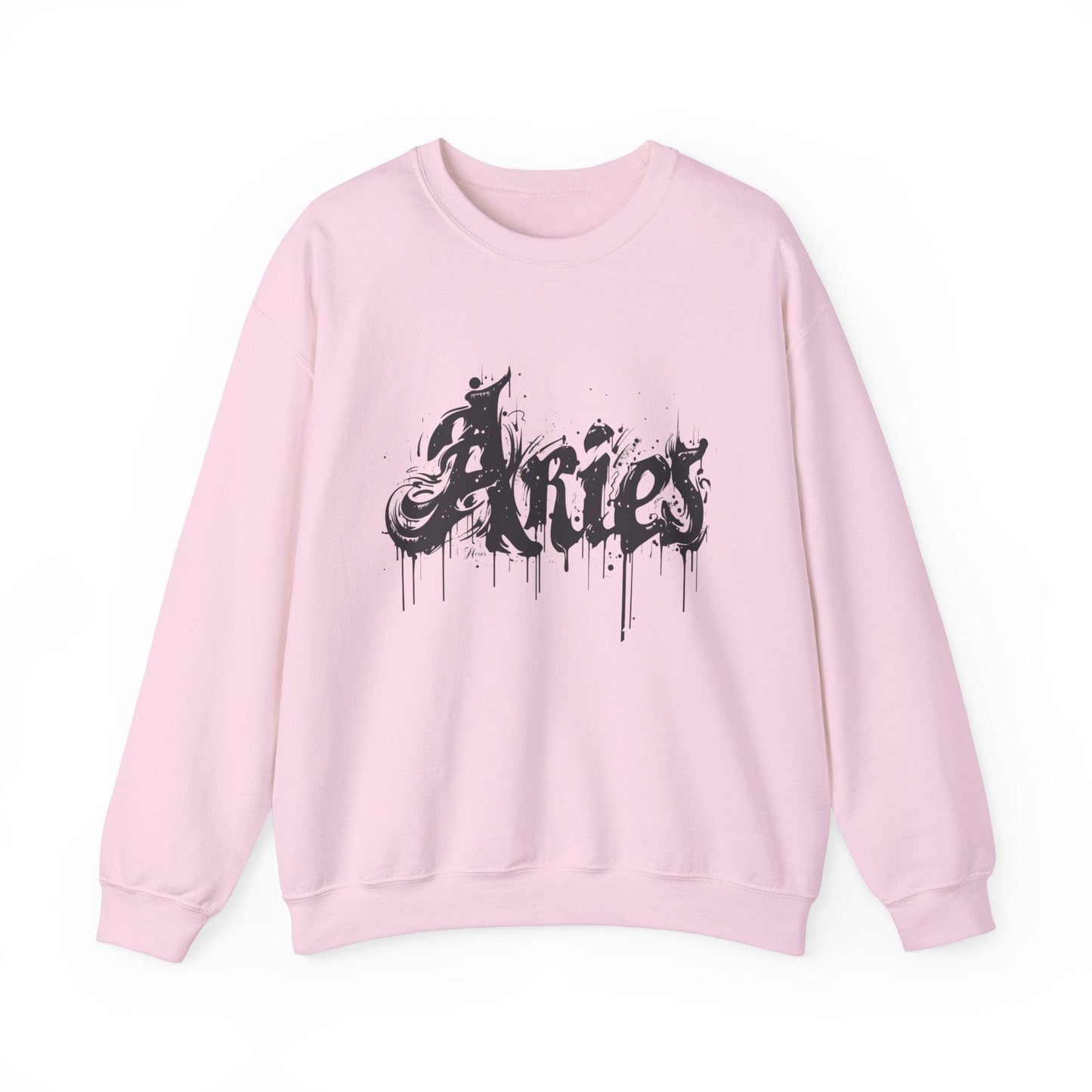 Sweatshirt S / Light Pink Ink-Dripped Aries Energy Soft Sweater: Embrace Your Fire