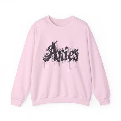 Sweatshirt S / Light Pink Ink-Dripped Aries Energy Soft Sweater: Embrace Your Fire