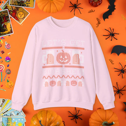 Sweatshirt S / Light Pink Let's Get Smashed - Halloween Ugly Sweater Style Crewneck - Halloween Limited Edition