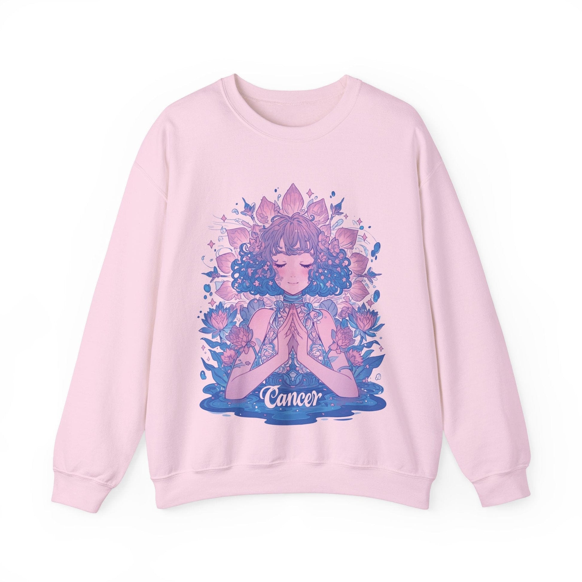 Sweatshirt S / Light Pink Lunar Bloom Cancer Sweater: Embrace Tranquility