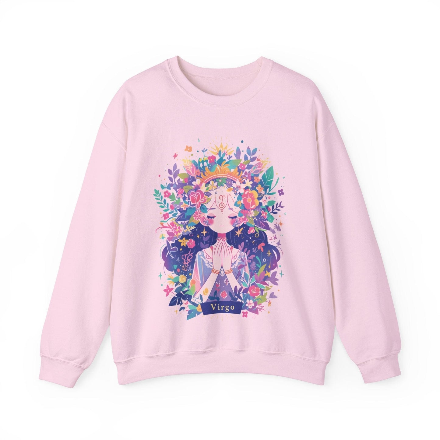 Sweatshirt S / Light Pink Neon Blossom Virgo Sweater: Glow of Serenity