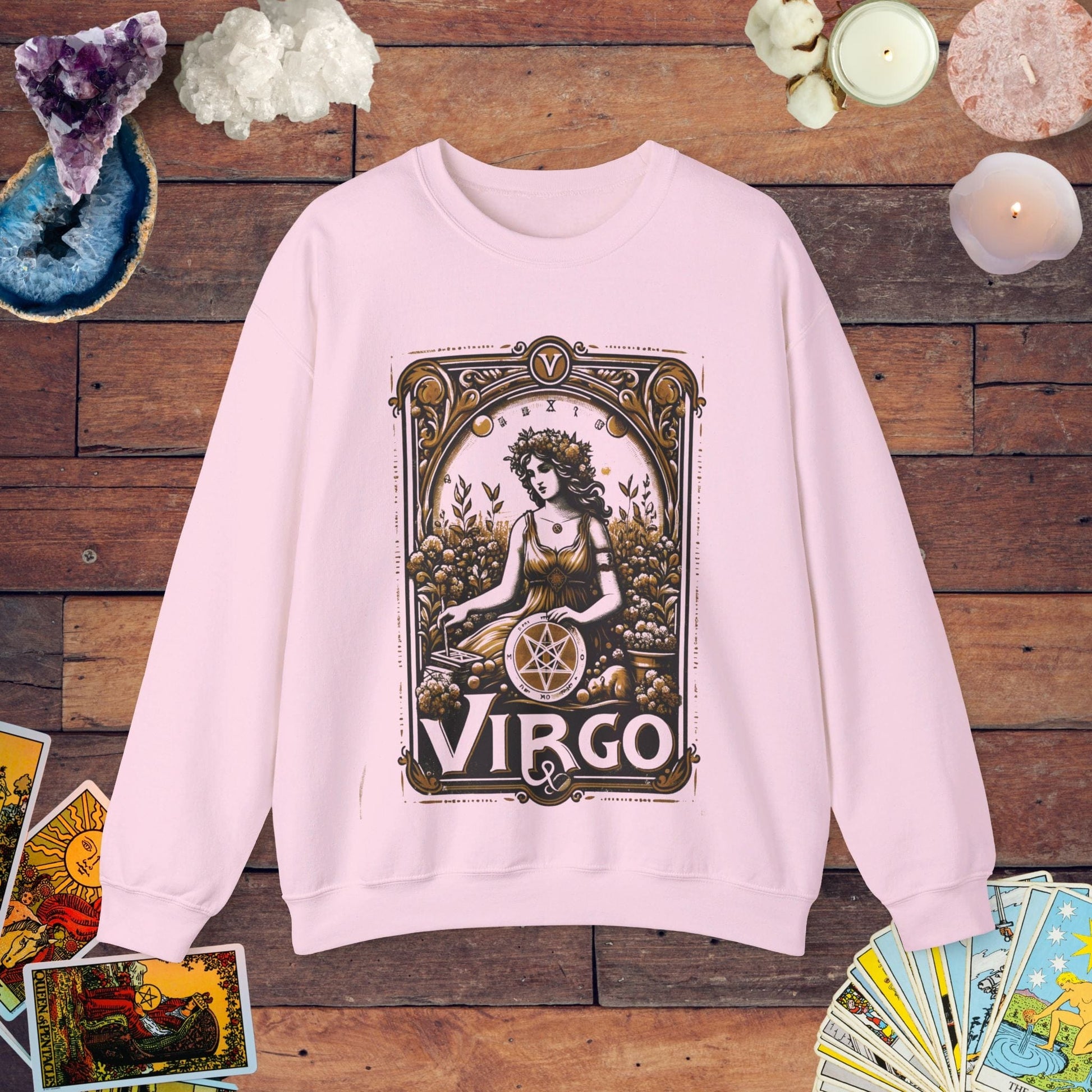 Sweatshirt S / Light Pink Virgo Maiden of Pentacles Extra Soft Sweater: Meticulous Comfort