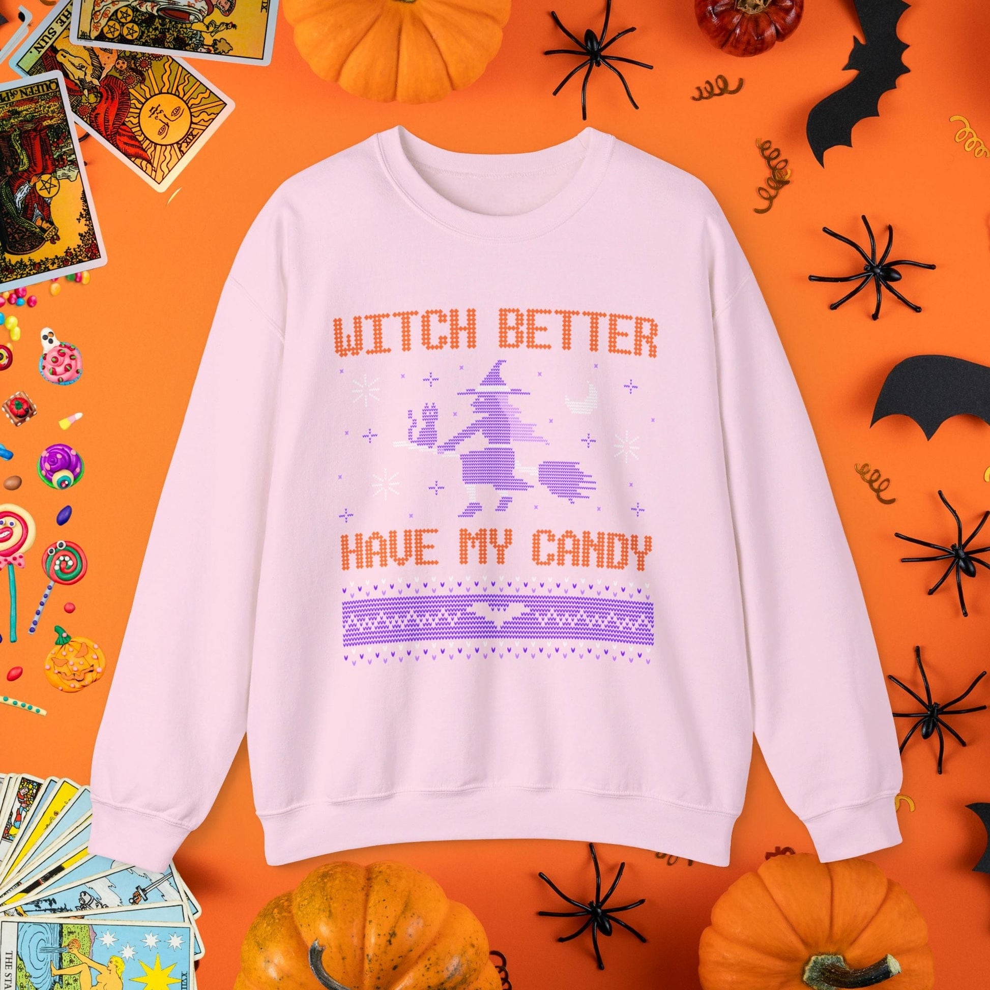 Sweatshirt S / Light Pink Witch Better Have My Candy - Halloween Ugly Sweater Style Crewneck - Halloween Limited Edition