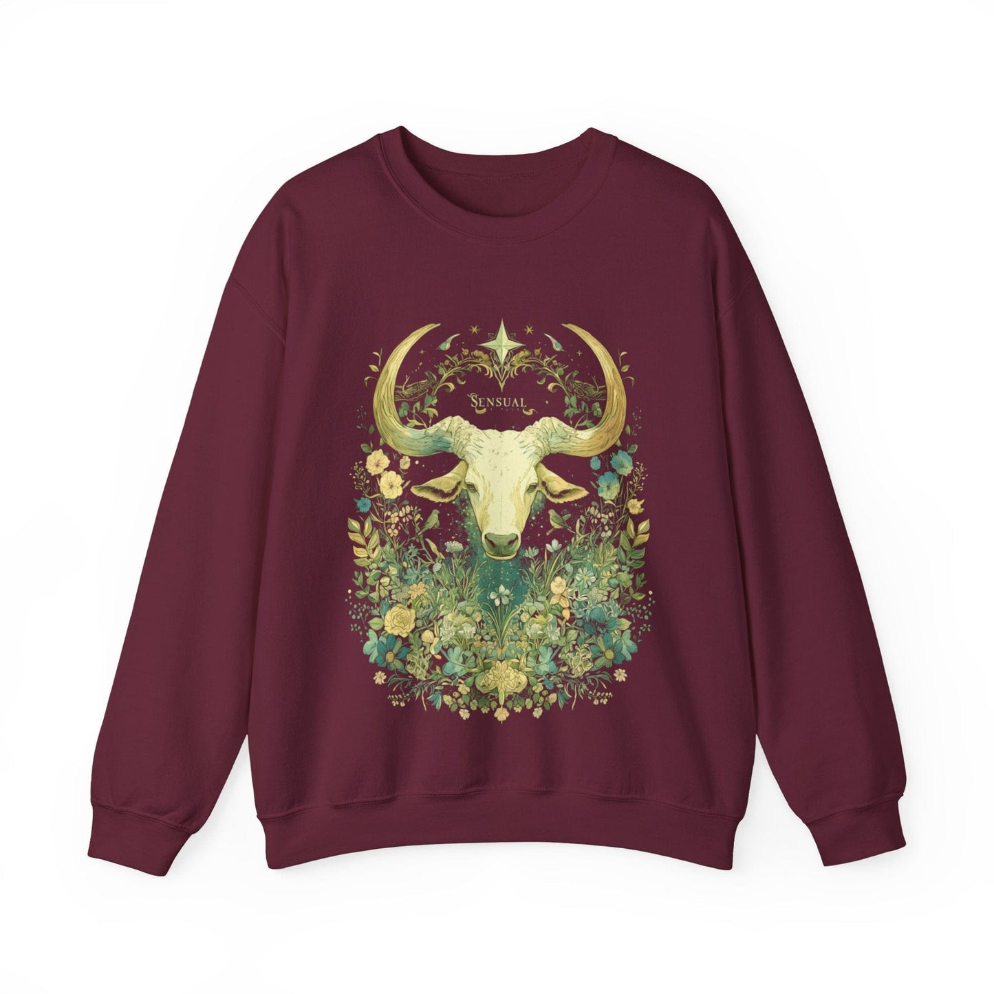 Sweatshirt S / Maroon Astrological Blossom: Taurus Garden Sweater