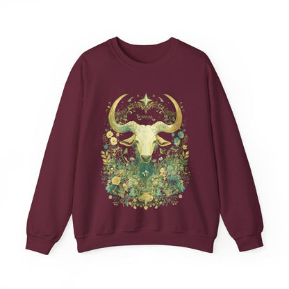 Sweatshirt S / Maroon Astrological Blossom: Taurus Garden Sweater