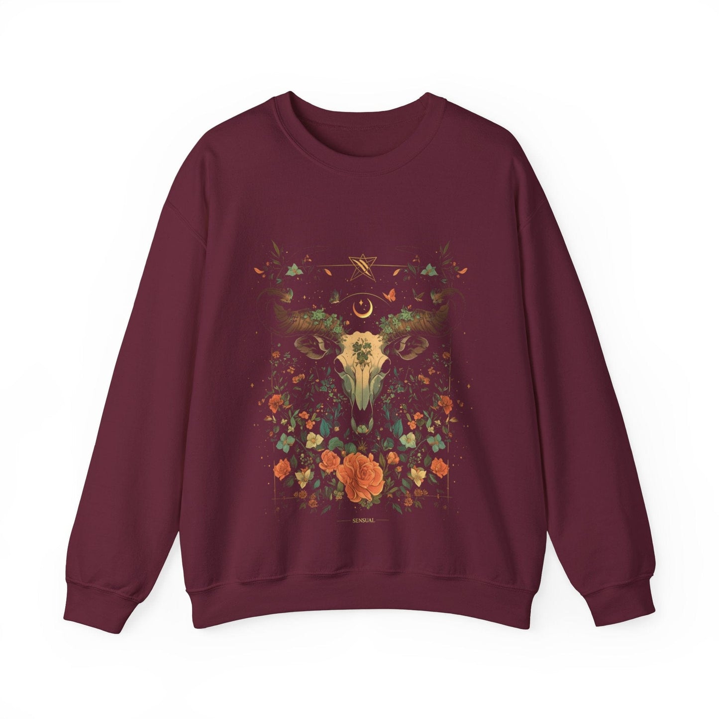 Sweatshirt S / Maroon Blossoming Taurus: The Astrological Garden Sweater