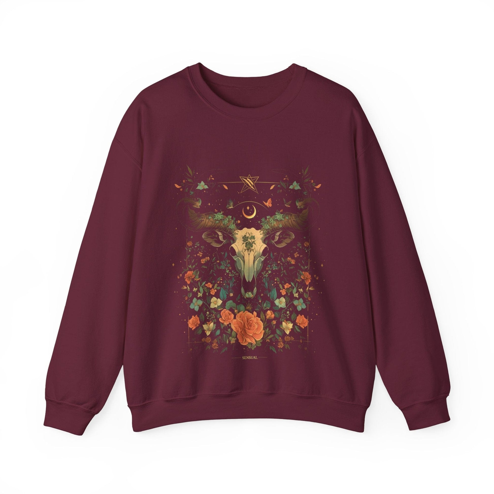 Sweatshirt S / Maroon Blossoming Taurus: The Astrological Garden Sweater