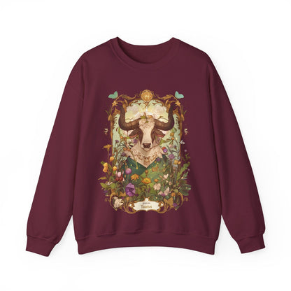 Sweatshirt S / Maroon Garden of Taurus: Astrology in Bloom Sweater