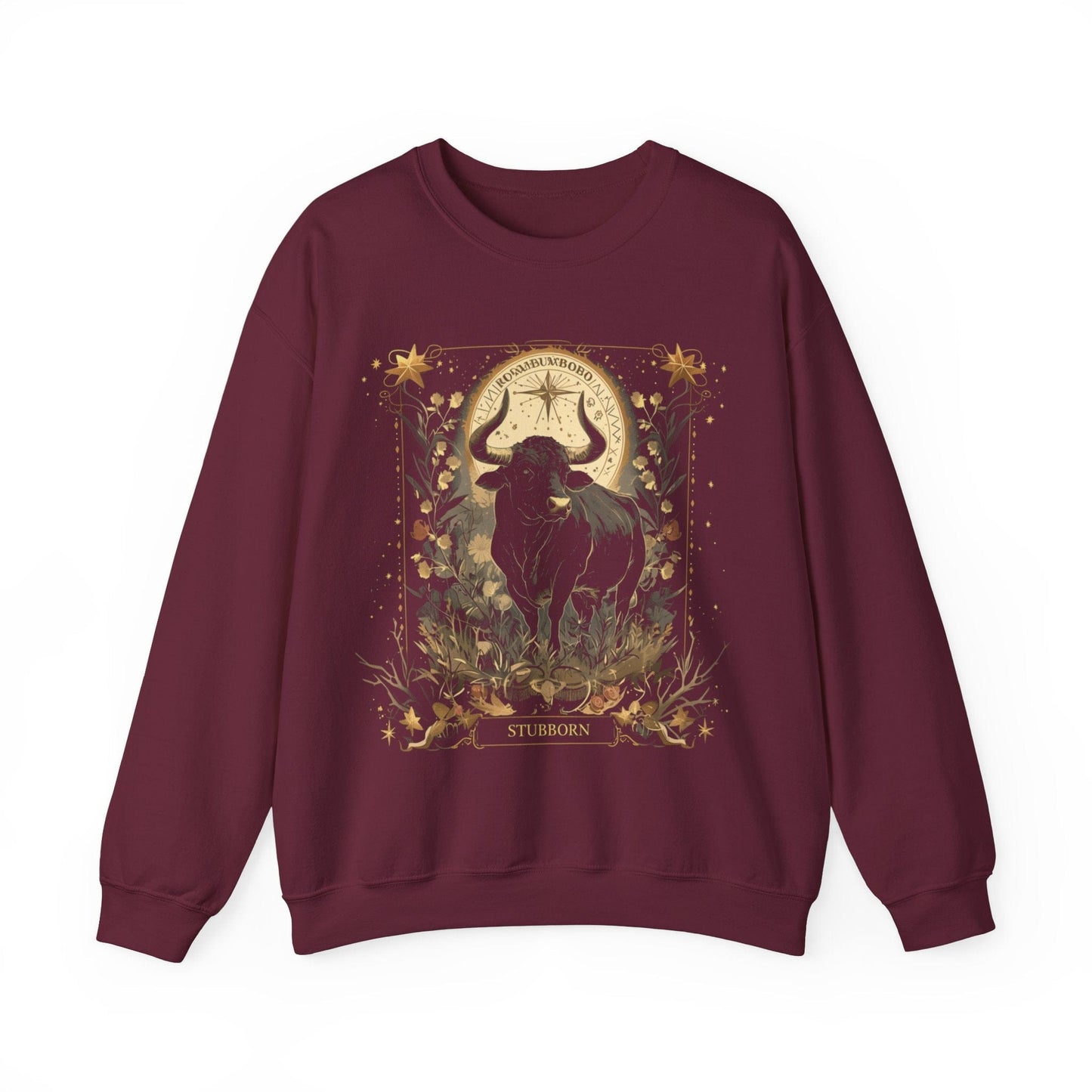 Sweatshirt S / Maroon Taurus Astrology: The Stoic Guardian Bull Sweater