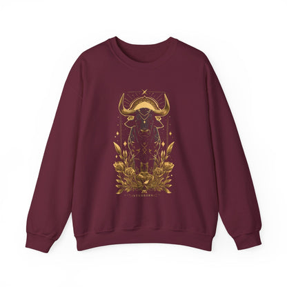 Sweatshirt S / Maroon Taurus the Guardian: Astrological Bull Power Sweater