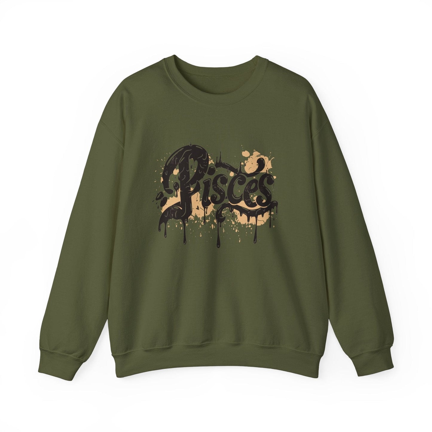 Sweatshirt S / Military Green Celestial Drift Pisces Sweater: Drift Through the Cosmos